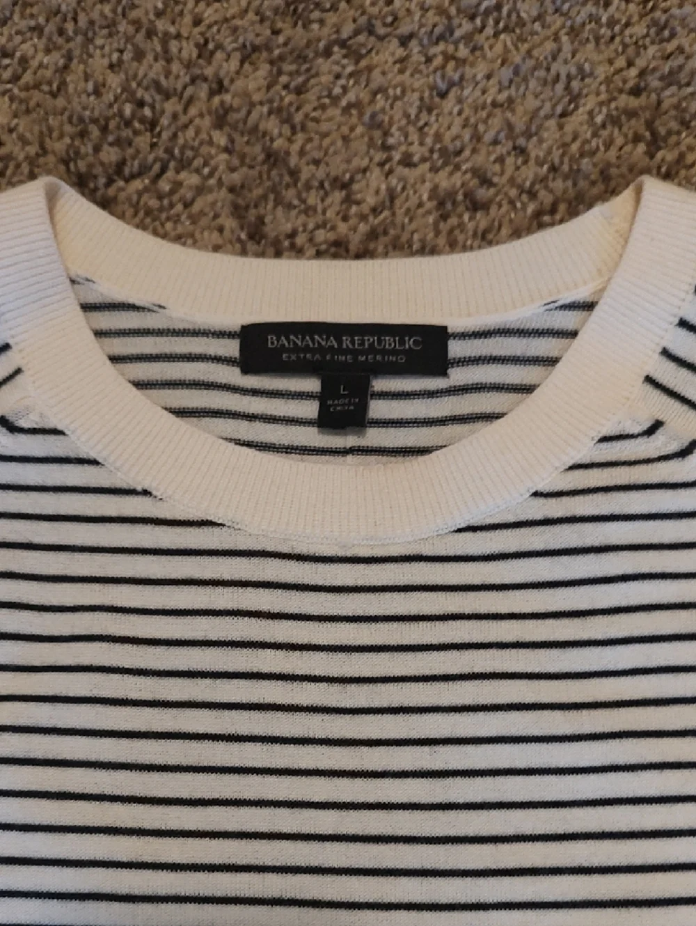 Banana Republic Striped Crewneck Pullover - Black & White - Picture 2 of 3